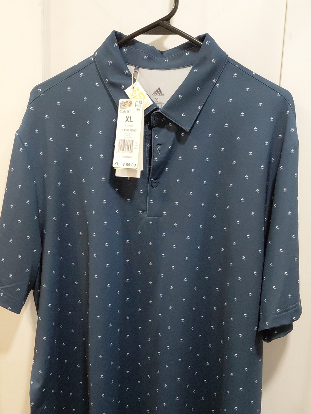 adidas Men’s Navy Polo with Micro Anchor Print